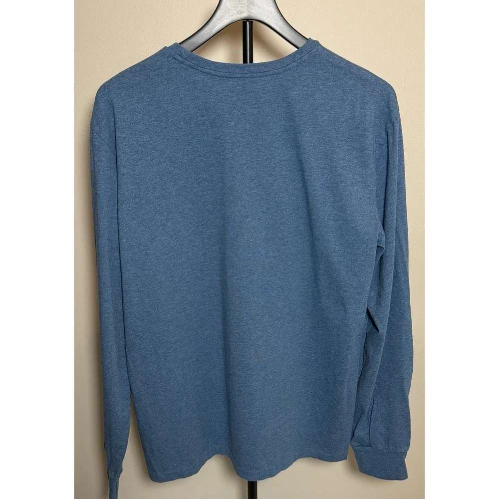 Polo Ralph Lauren Blue Solid Crewneck Pullover Tshirt Mens Large long sleeve
